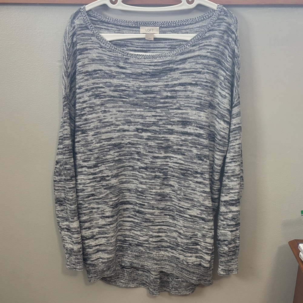 LOFT Black and White Marled Sweater